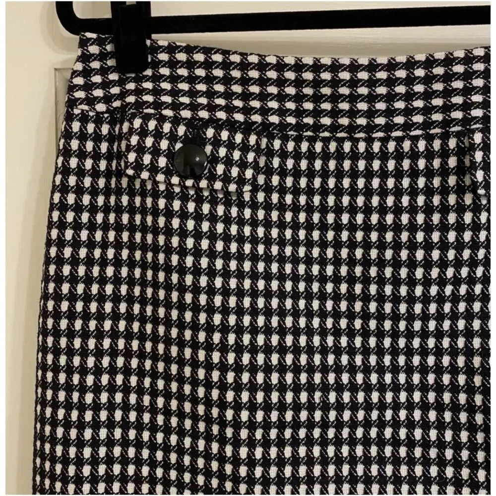 Ann Taylor Tweed Mini Skirt Black White Houndstooth A-Line Women’s Size 6 - Picture 6 of 9